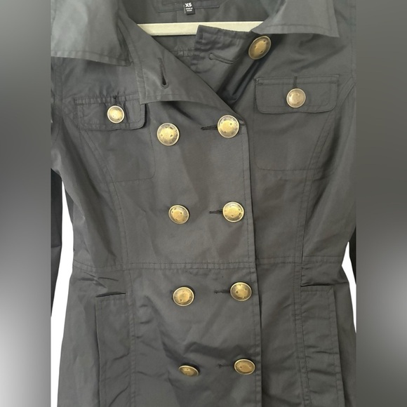 Hurley Black Trench Coat with Brass Buttons (NWOT) - Picture 4 of 4